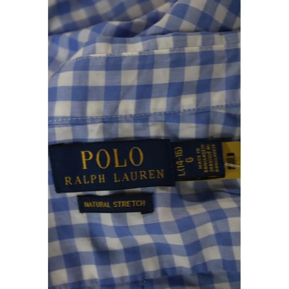 Polo Ralph Lauren Mens Cotton Striped Long Sleeve Button Front Shirt Blue Size L
